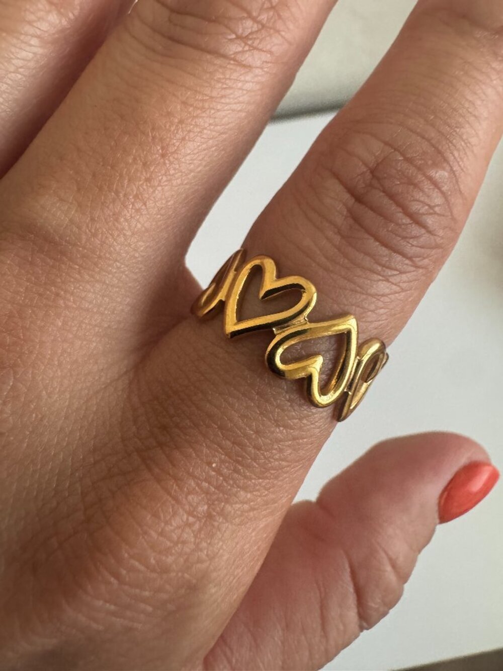 Gold Heart Open Ring Adjustable Cute Minimalist Jewelry